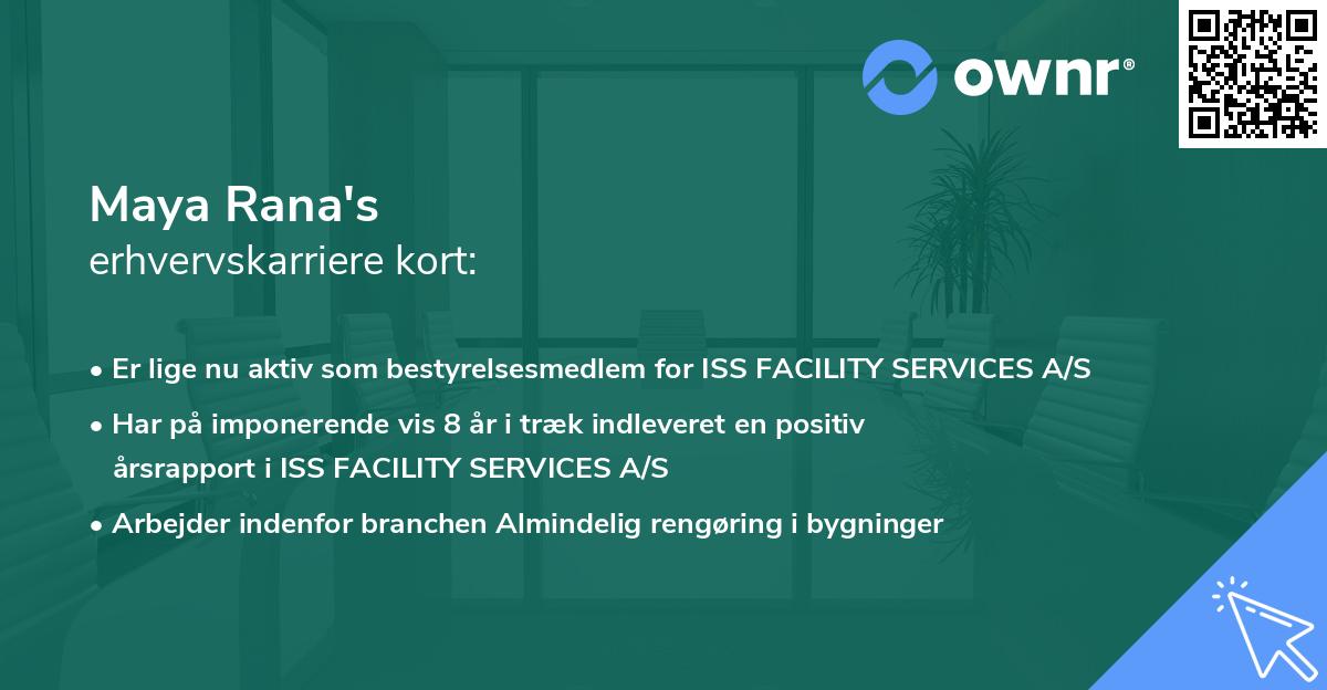 Maya Rana's erhvervskarriere kort