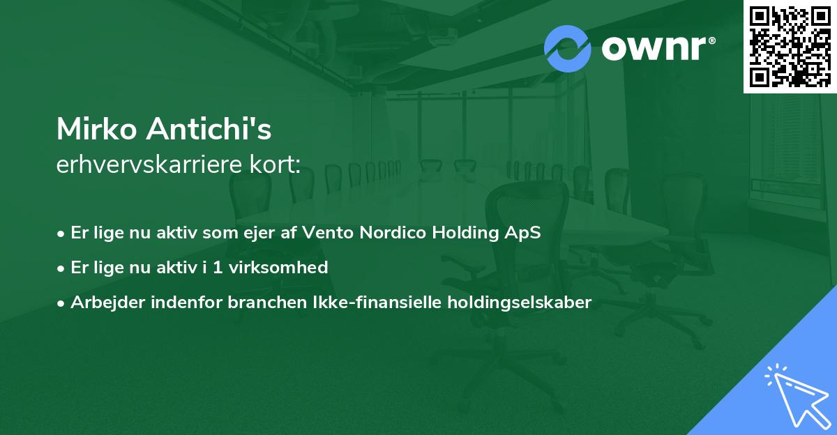 Mirko Antichi's erhvervskarriere kort