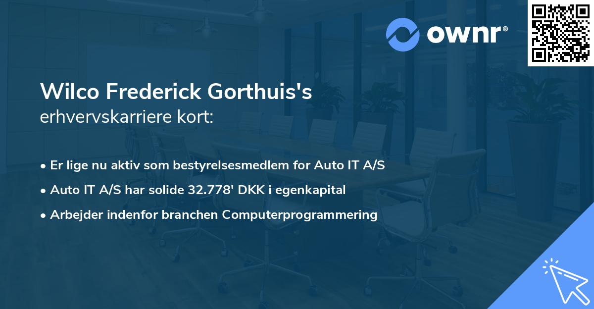 Wilco Frederick Gorthuis's erhvervskarriere kort