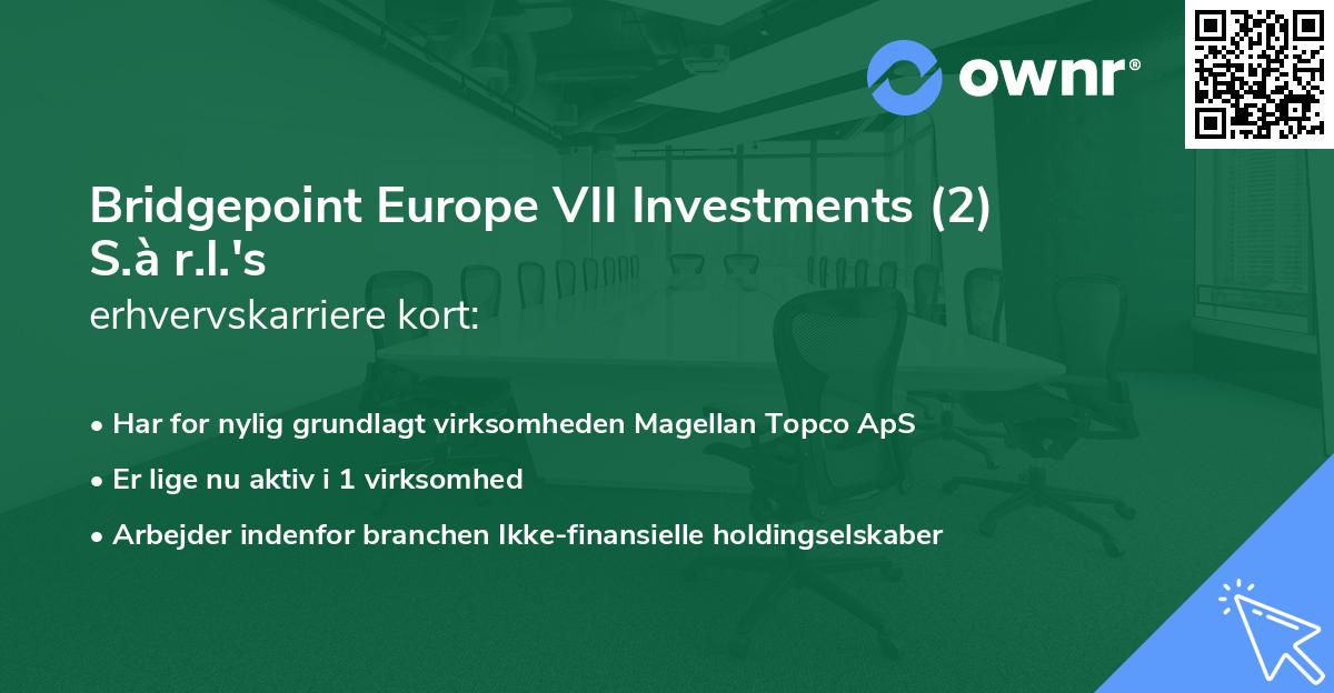 Bridgepoint Europe VII Investments (2) S.à r.l.'s erhvervskarriere kort