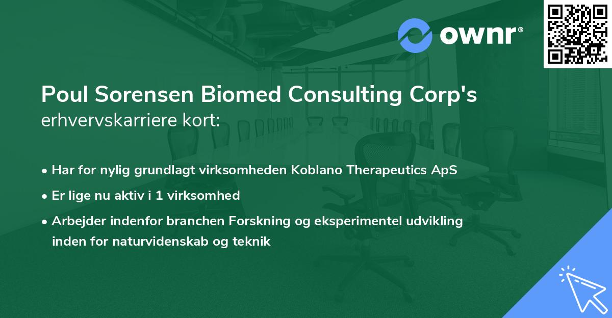 Poul Sorensen Biomed Consulting Corp's erhvervskarriere kort
