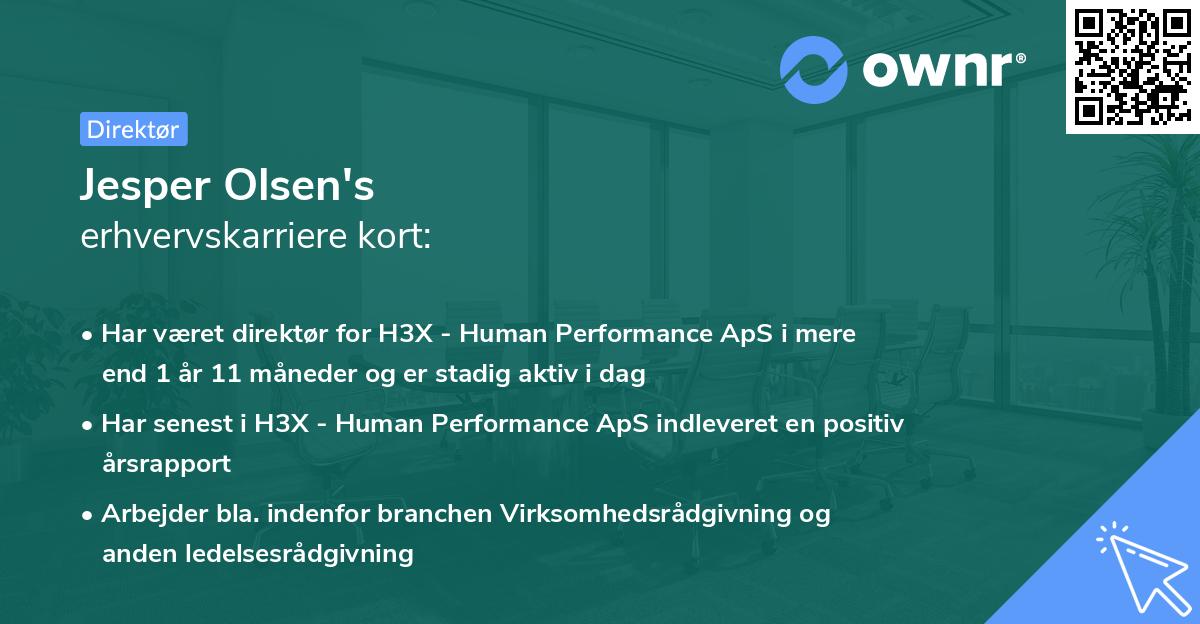 Jesper Olsen's erhvervskarriere kort