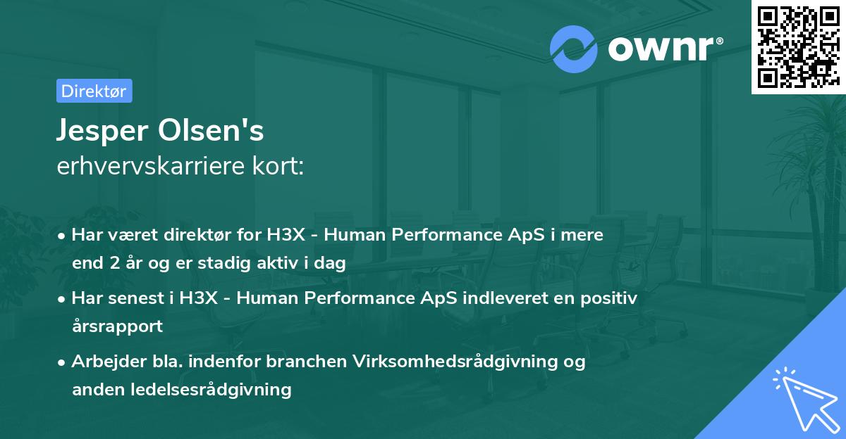 Jesper Olsen's erhvervskarriere kort