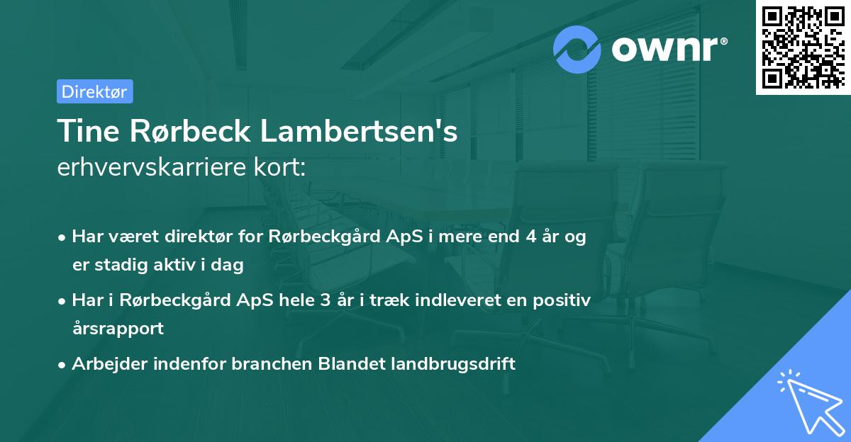 Tine Rørbeck Lambertsen's erhvervskarriere kort