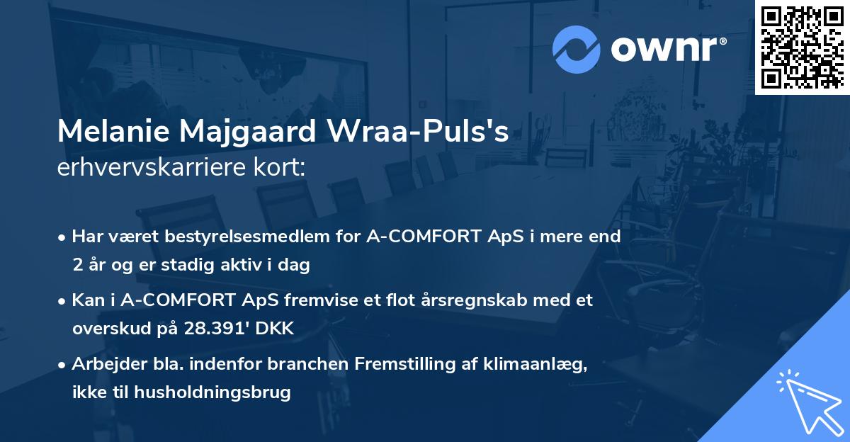 Melanie Majgaard Wraa-Puls's erhvervskarriere kort