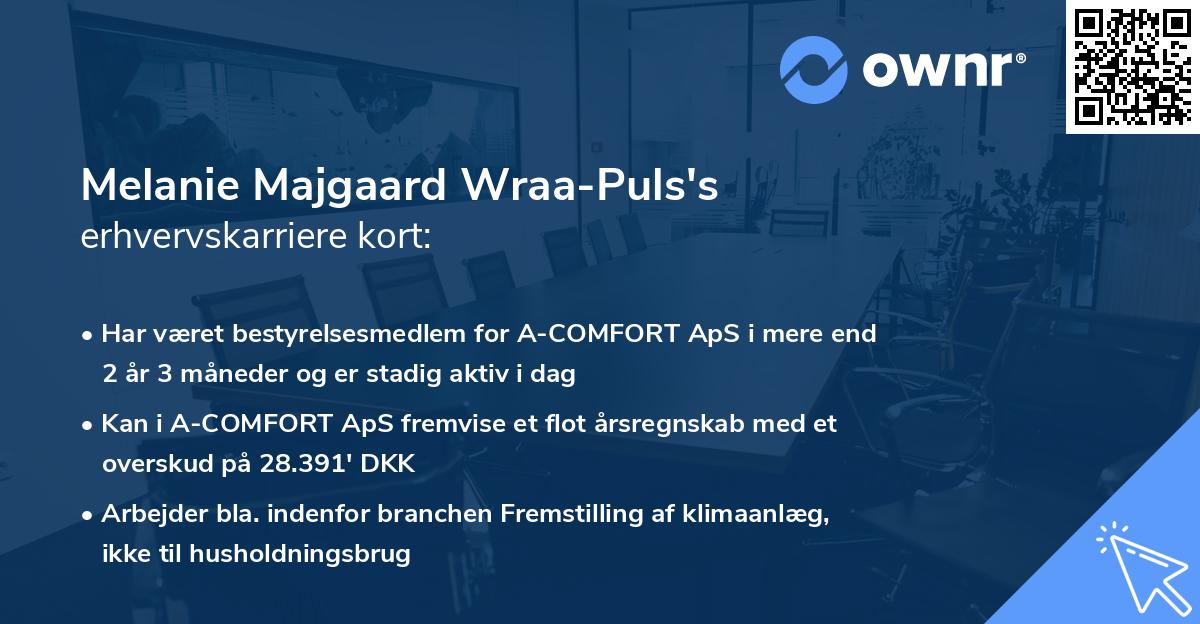 Melanie Majgaard Wraa-Puls's erhvervskarriere kort