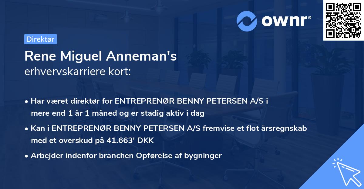 Rene Miguel Anneman's erhvervskarriere kort
