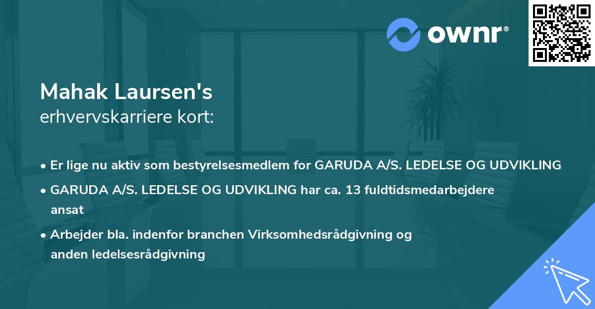 Mahak Laursen's erhvervskarriere kort