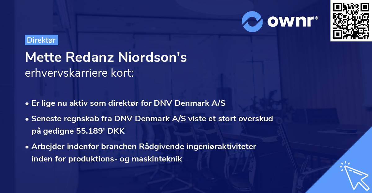 Mette Redanz Niordson's erhvervskarriere kort