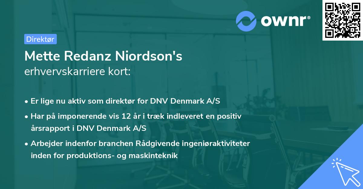 Mette Redanz Niordson's erhvervskarriere kort