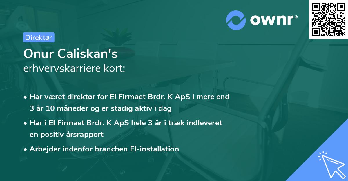 Onur Caliskan's erhvervskarriere kort