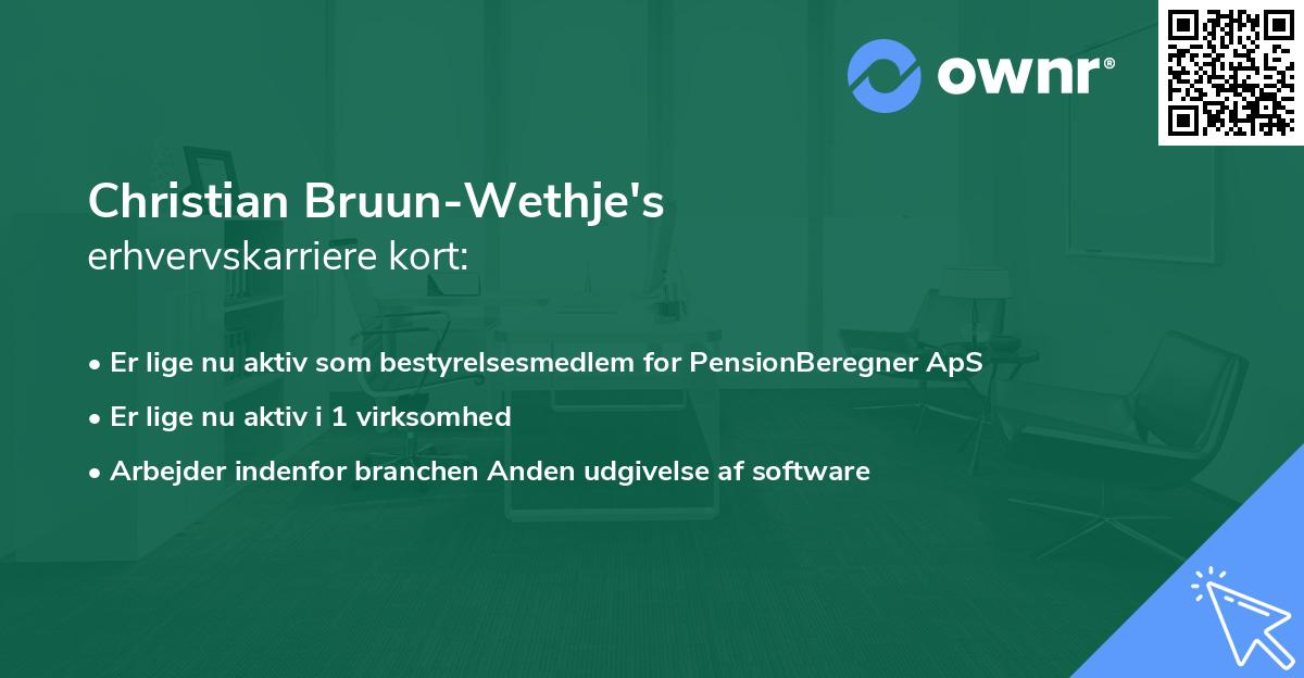 Christian Bruun-Wethje's erhvervskarriere kort