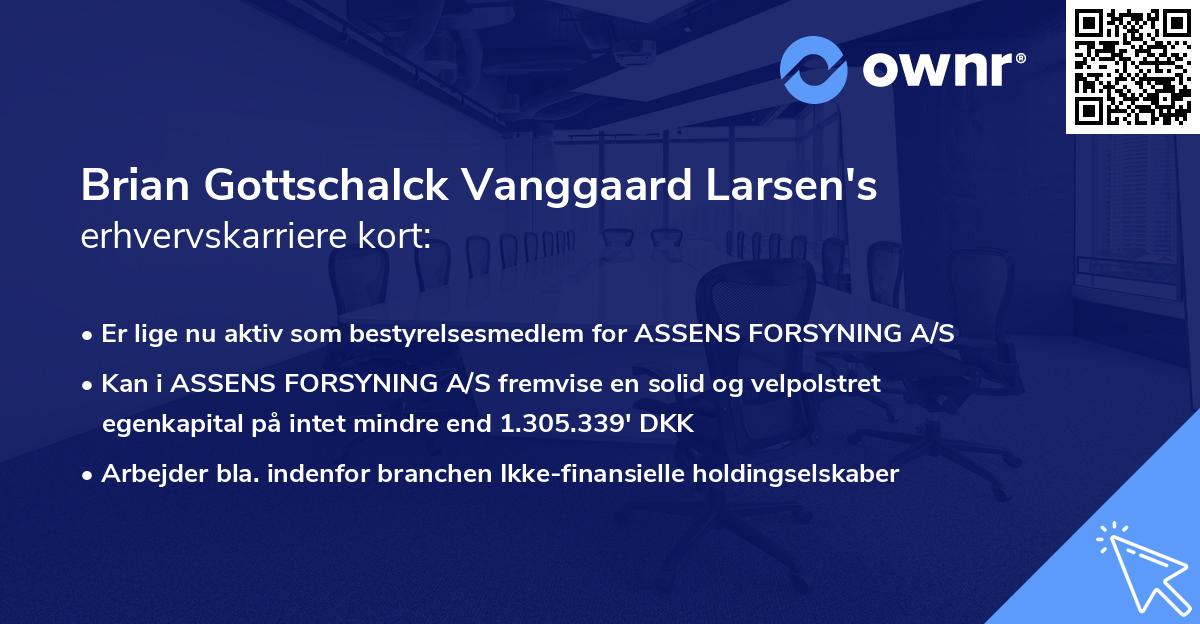 Brian Gottschalck Vanggaard Larsen's erhvervskarriere kort