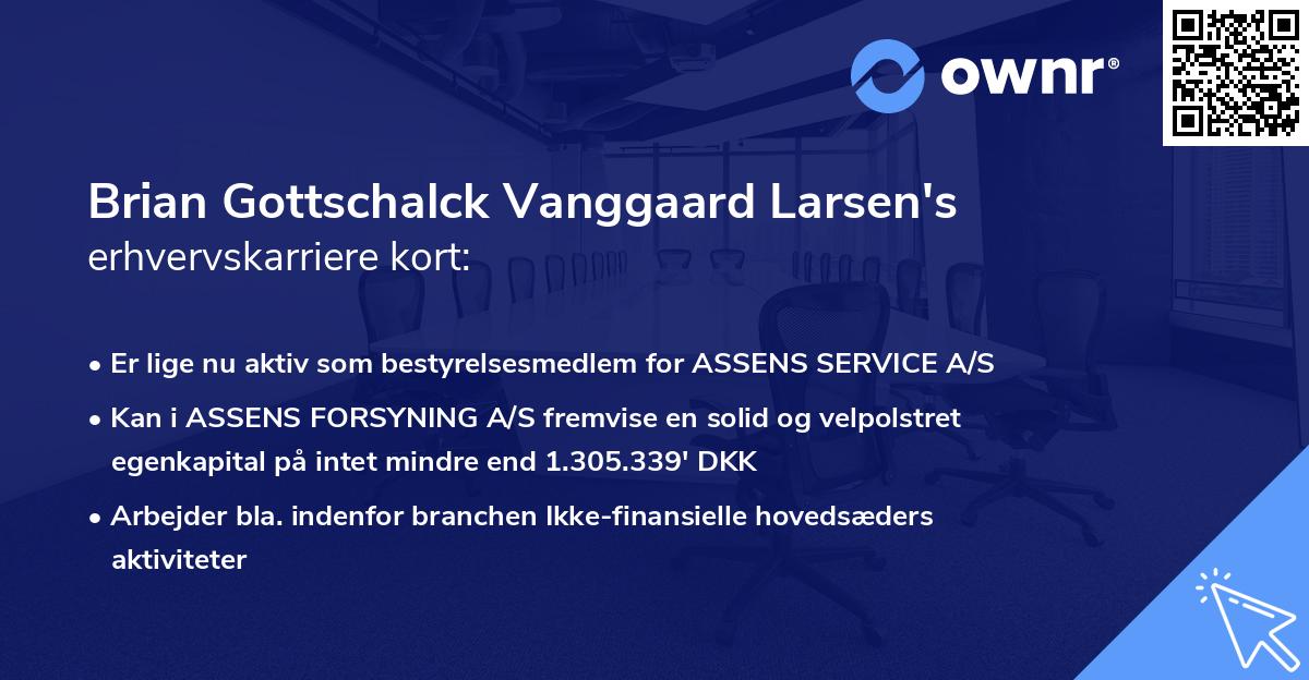 Brian Gottschalck Vanggaard Larsen's erhvervskarriere kort