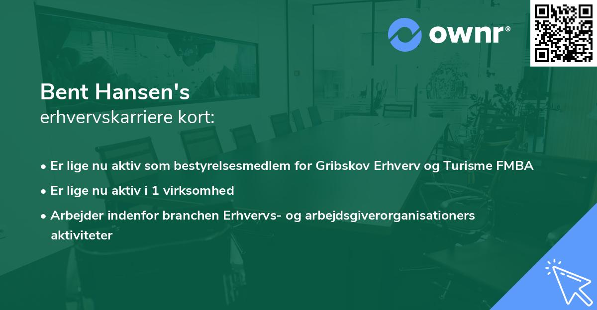Bent Hansen's erhvervskarriere kort