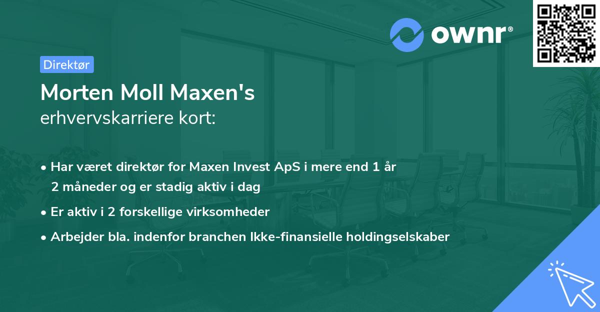 Morten Moll Maxen's erhvervskarriere kort
