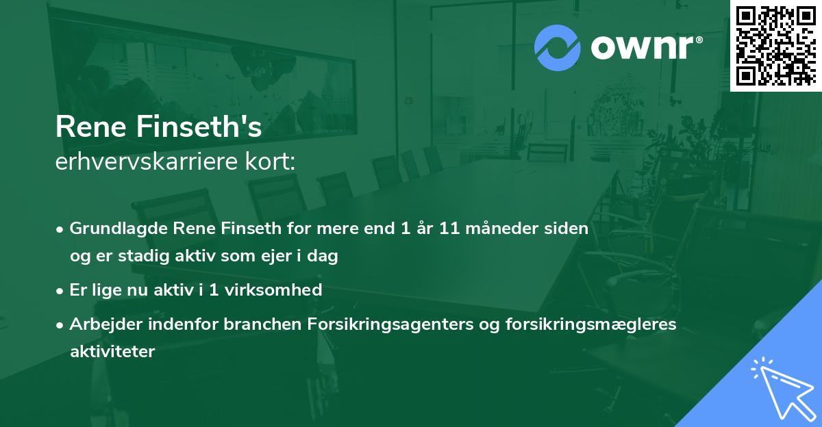 Rene Finseth's erhvervskarriere kort