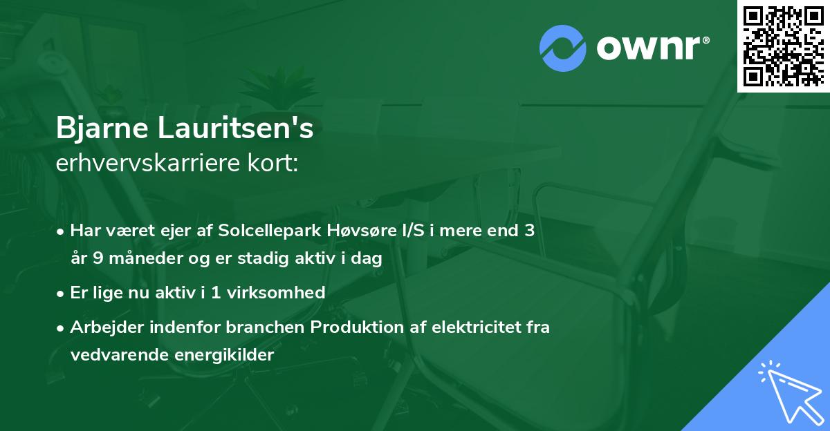 Bjarne Lauritsen's erhvervskarriere kort