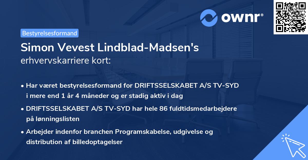 Simon Vevest Lindblad-Madsen's erhvervskarriere kort