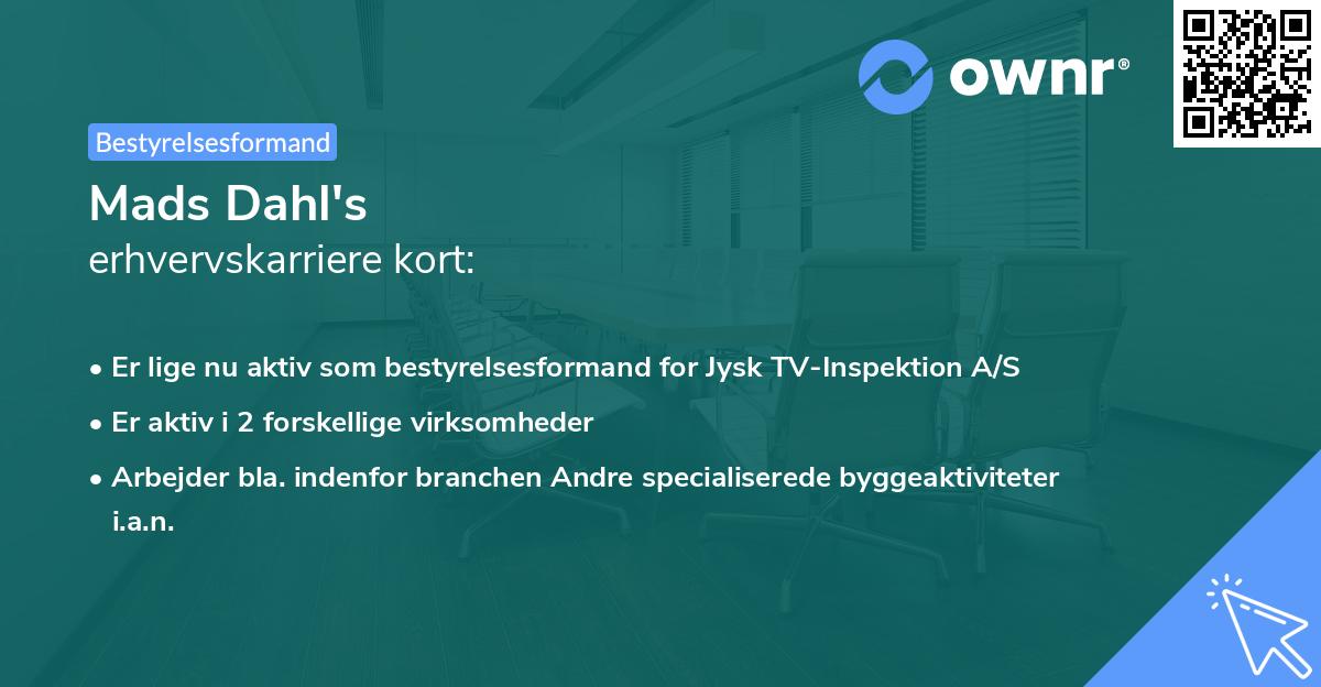 Mads Dahl's erhvervskarriere kort