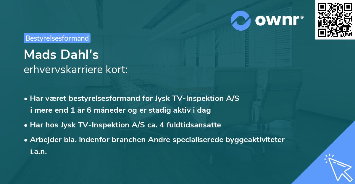 Mads Dahl's erhvervskarriere kort