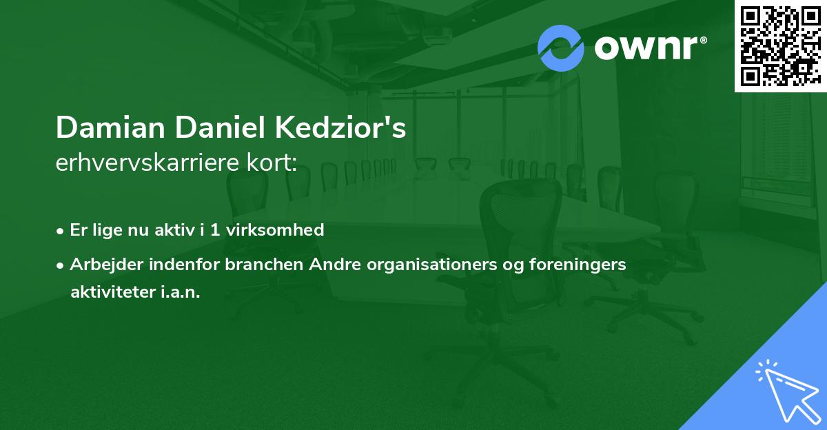 Damian Daniel Kedzior's erhvervskarriere kort