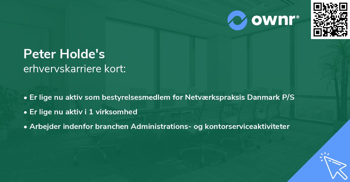 Peter Holde's erhvervskarriere kort