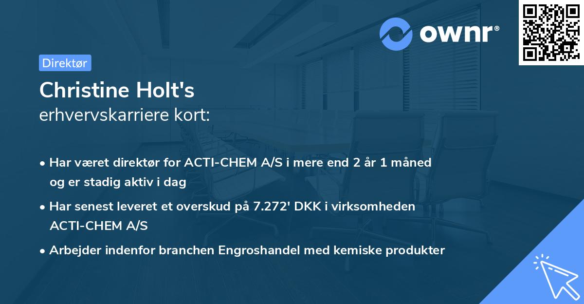 Christine Holt's erhvervskarriere kort