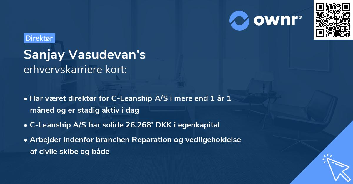 Sanjay Vasudevan's erhvervskarriere kort