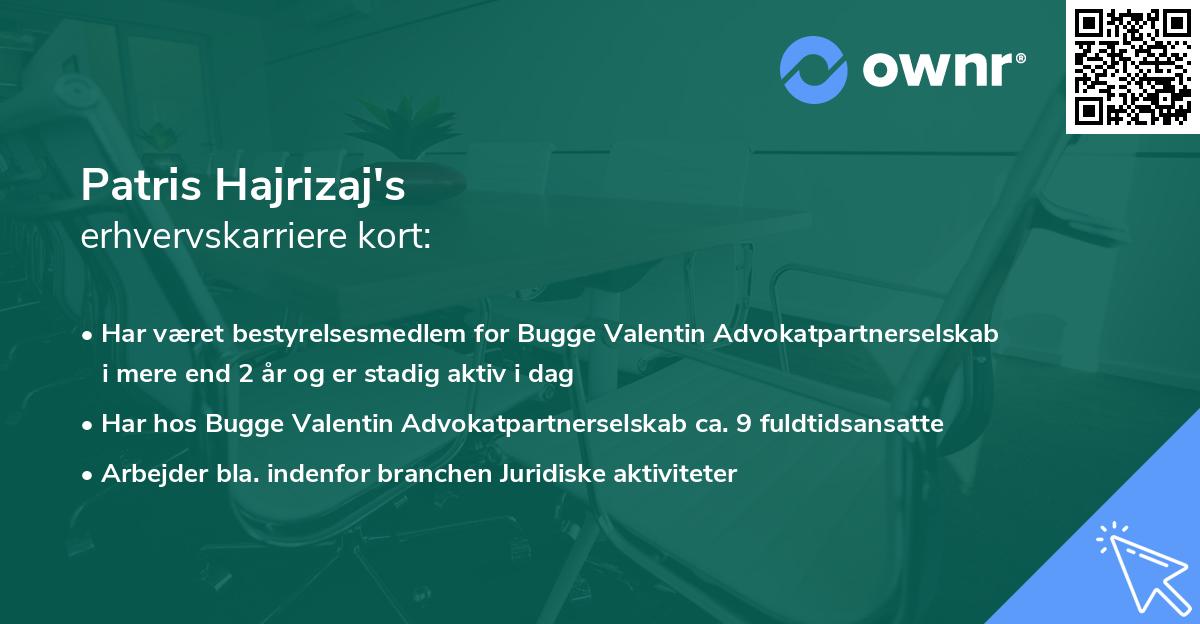 Patris Hajrizaj's erhvervskarriere kort