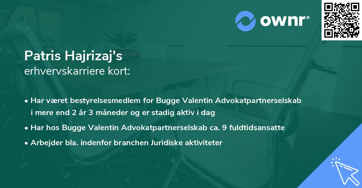 Patris Hajrizaj's erhvervskarriere kort