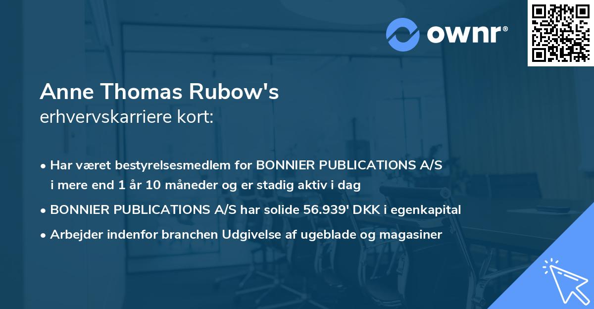 Anne Thomas Rubow's erhvervskarriere kort