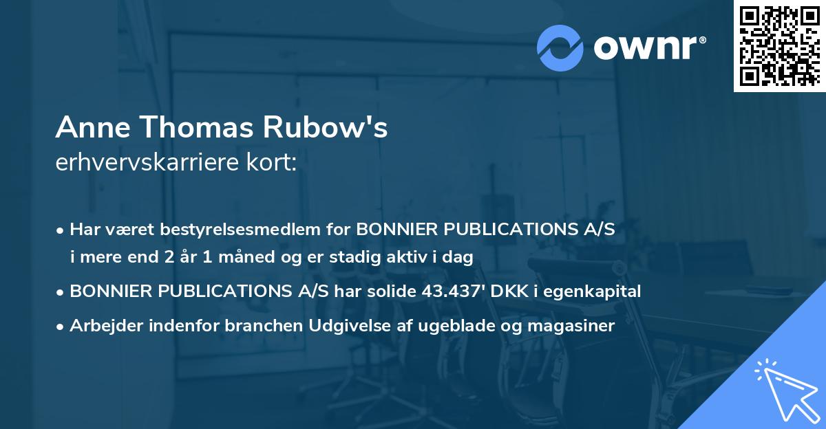 Anne Thomas Rubow's erhvervskarriere kort