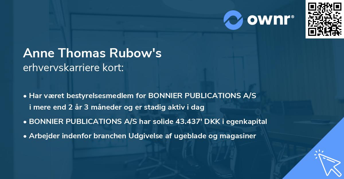 Anne Thomas Rubow's erhvervskarriere kort
