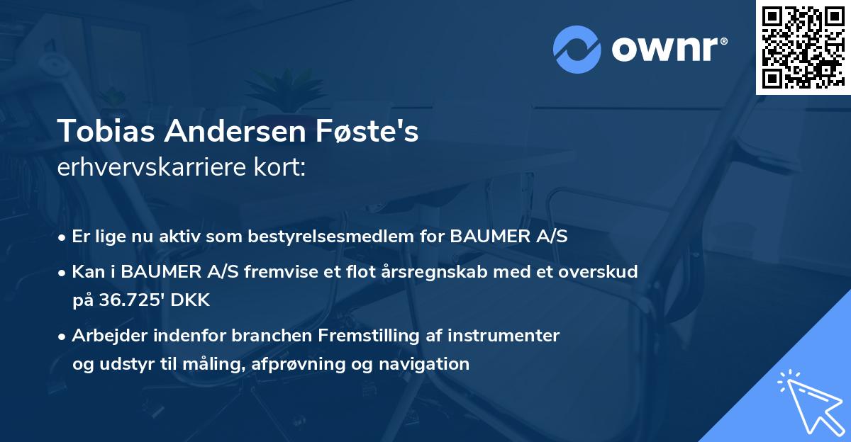 Tobias Andersen Føste's erhvervskarriere kort