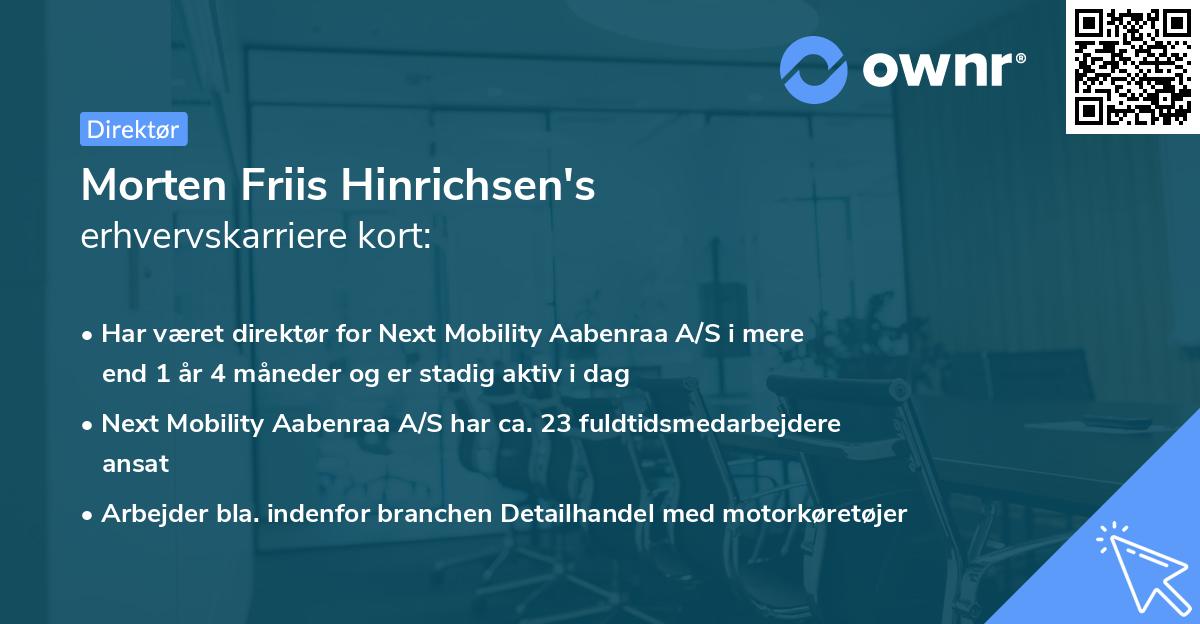 Morten Friis Hinrichsen's erhvervskarriere kort