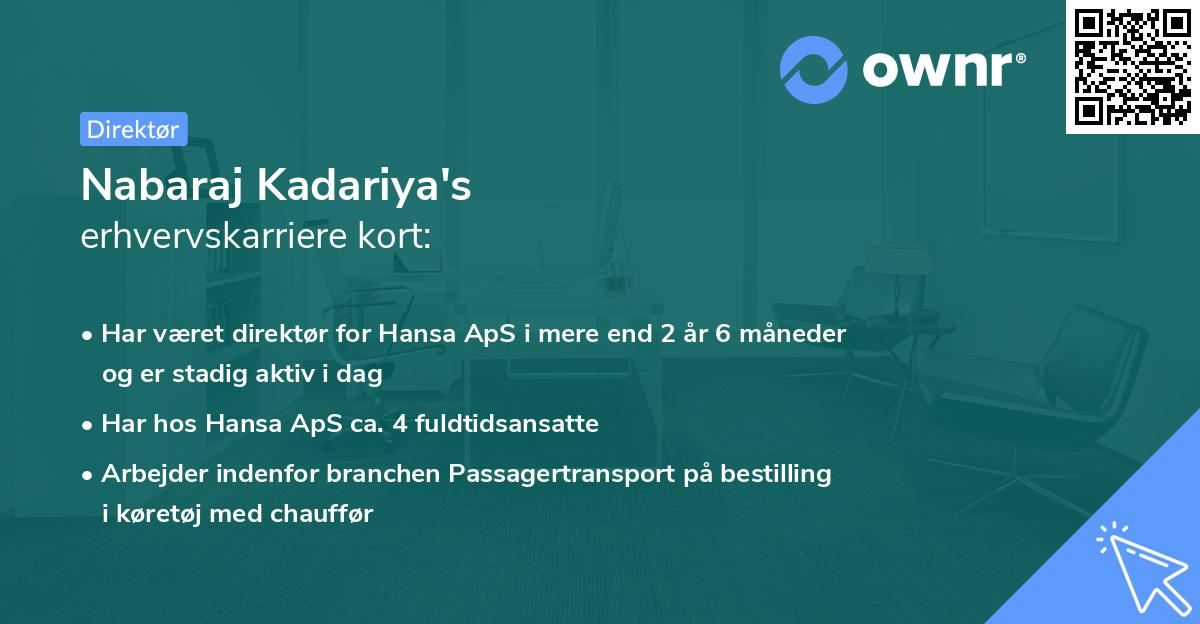 Nabaraj Kadariya's erhvervskarriere kort