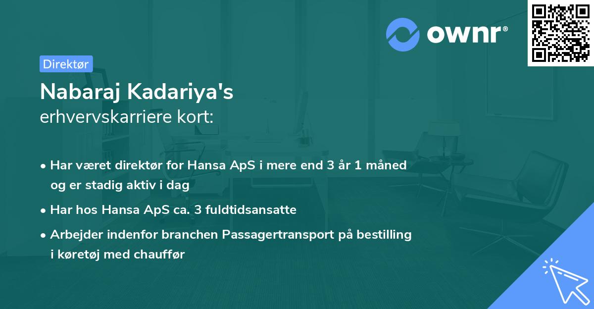 Nabaraj Kadariya's erhvervskarriere kort