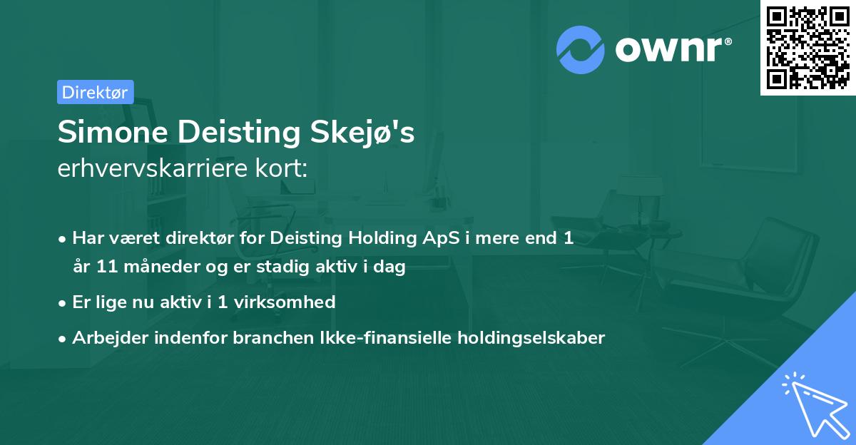 Simone Deisting Skejø's erhvervskarriere kort