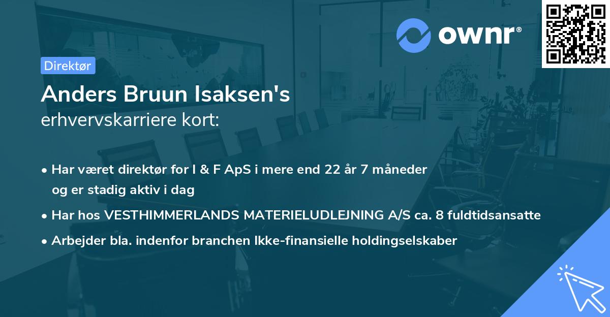 Anders Bruun Isaksen's erhvervskarriere kort