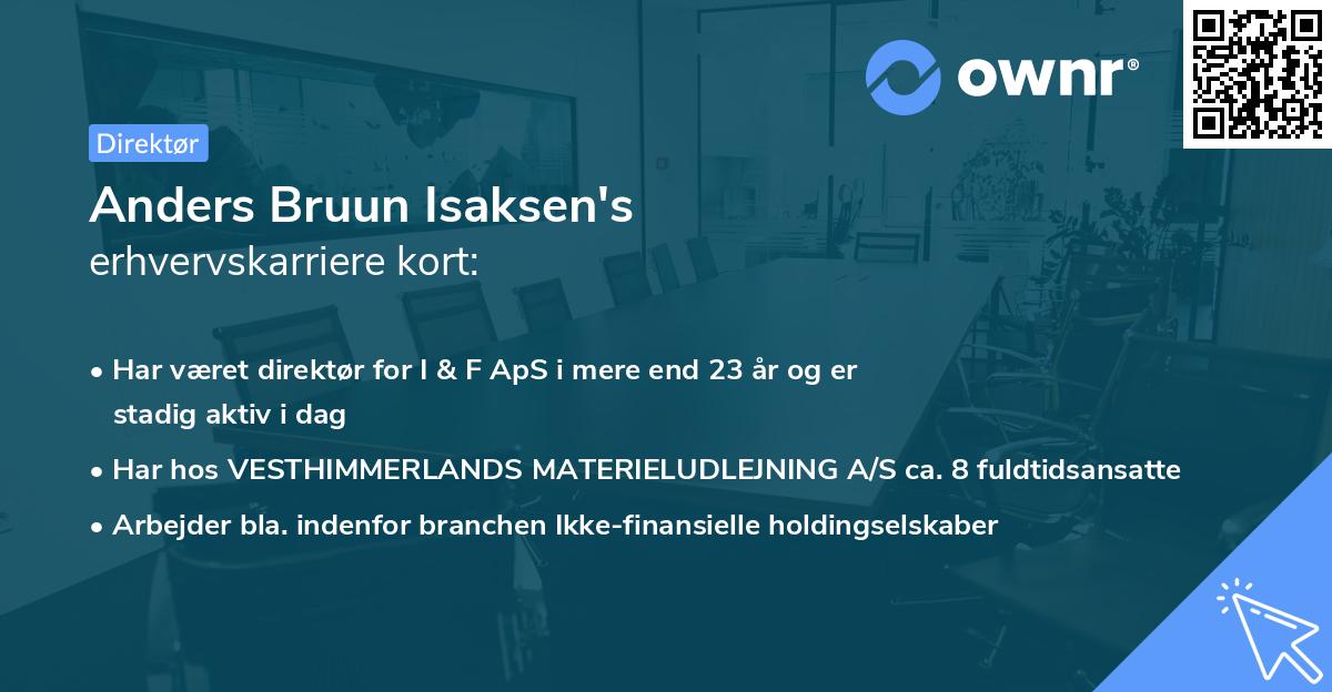 Anders Bruun Isaksen's erhvervskarriere kort