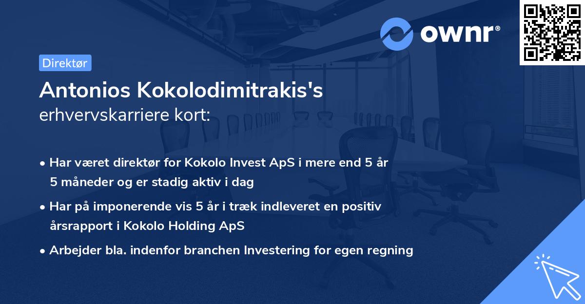 Antonios Kokolodimitrakis's erhvervskarriere kort