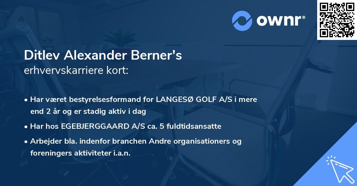 Ditlev Alexander Berner's erhvervskarriere kort