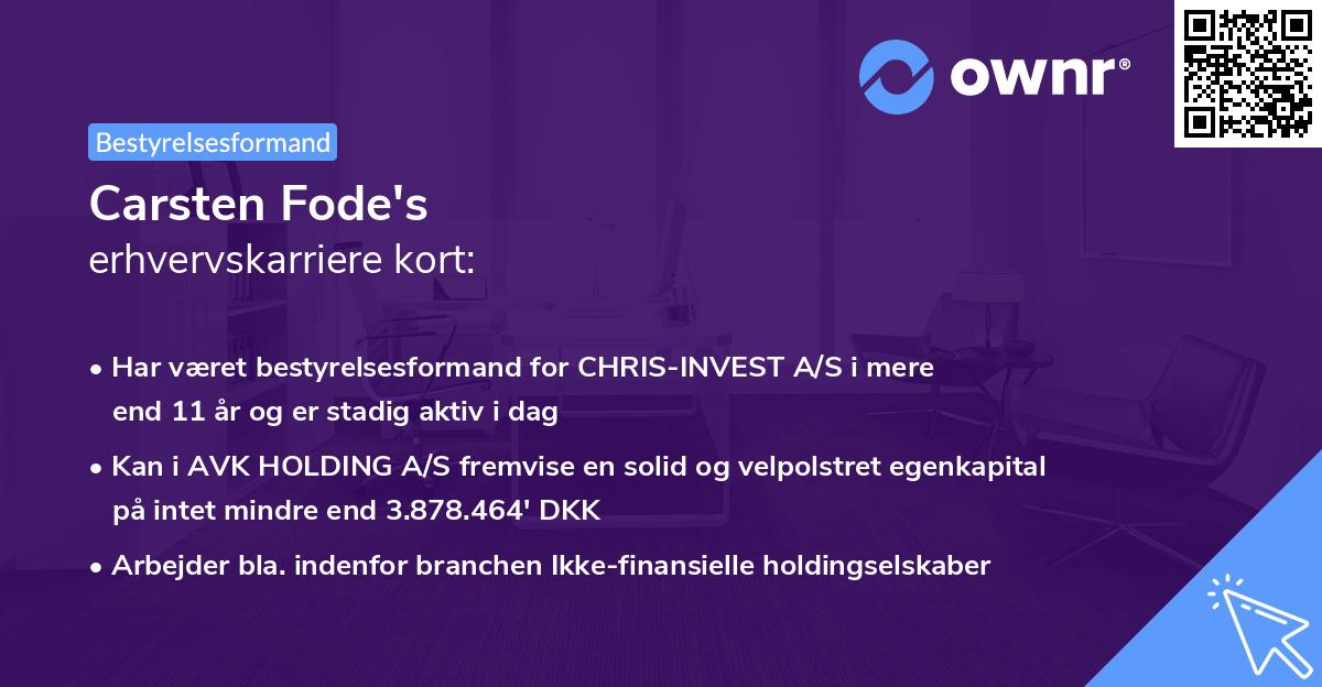 Carsten Fode's erhvervskarriere kort