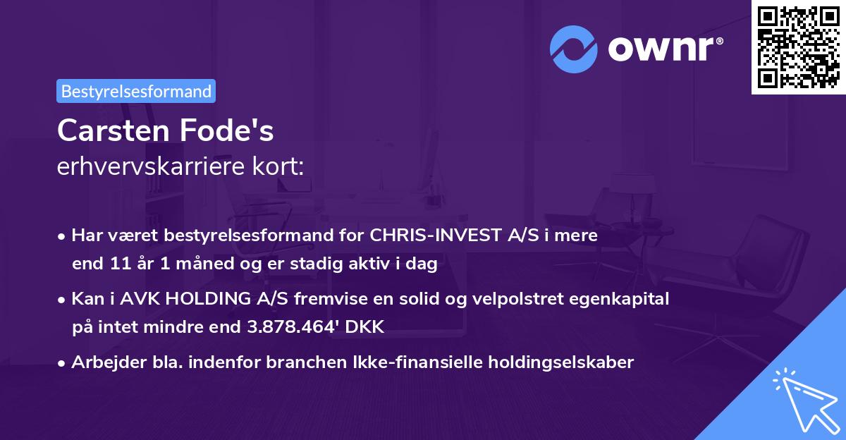 Carsten Fode's erhvervskarriere kort