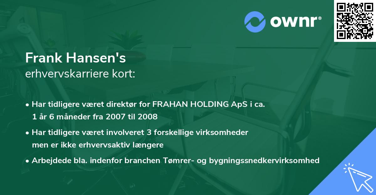 Frank Hansen's erhvervskarriere kort