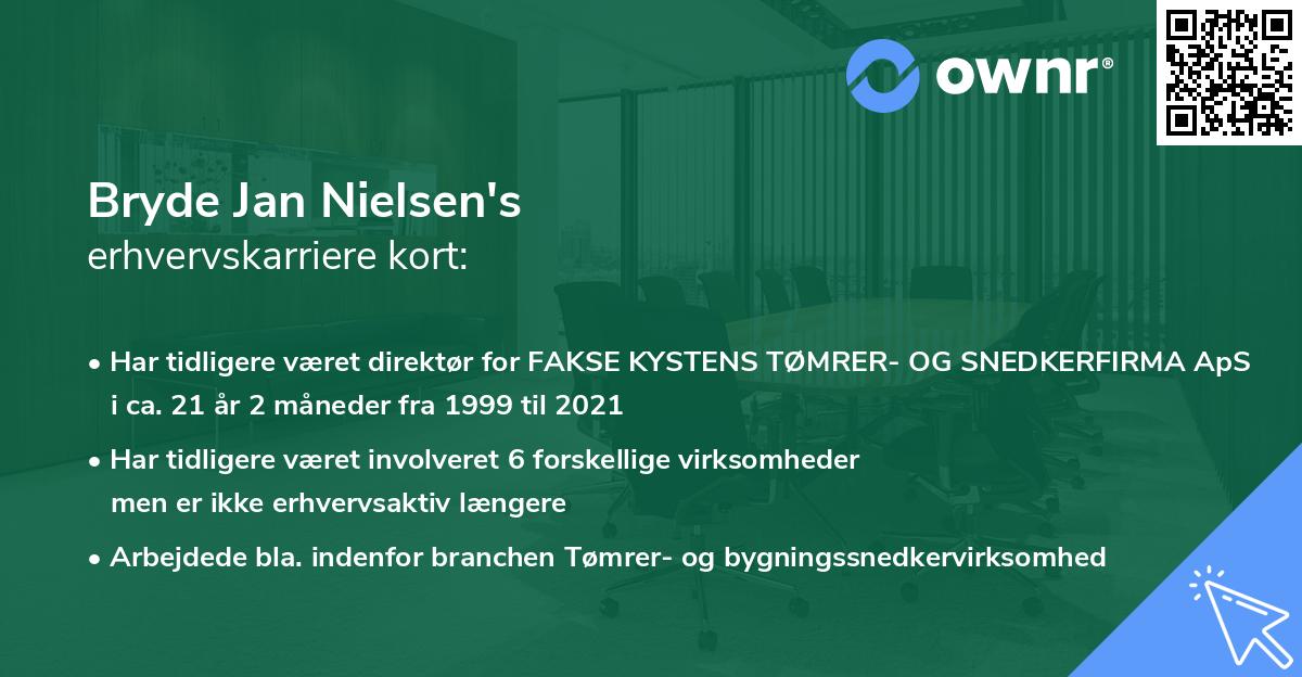 Bryde Jan Nielsen's erhvervskarriere kort