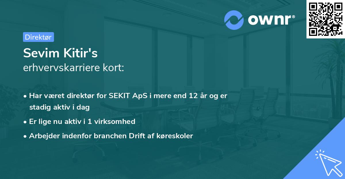 Sevim Kitir's erhvervskarriere kort