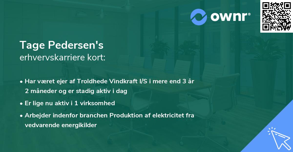 Tage Pedersen's erhvervskarriere kort