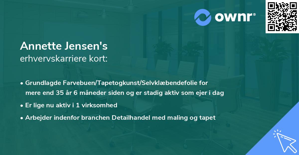 Annette Jensen's erhvervskarriere kort